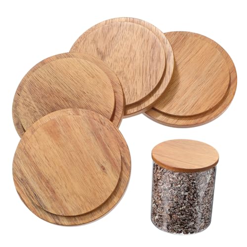 Mobestech 4 Stück Holzbecherdeckel Wiederverwendbare Kaffeetassen Abdeckung aus Nachhaltigem Holz Luftdichter Trinkglasdeckel für Heiße Getränke Vielseitig Einsetzbar Einfach zu Montieren von Mobestech