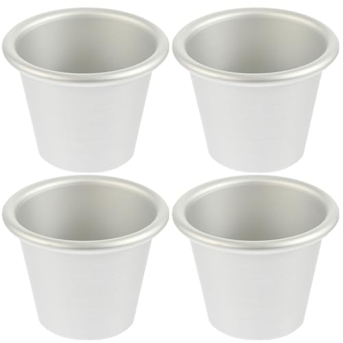 Mobestech Runde Puddingformen aus Metall 4 Stück Antihaft Cupcake Backform Runde Backform für Muffins und Desserts Hitzebeständig Leicht zu Reinigen Küchenzubehör von Mobestech