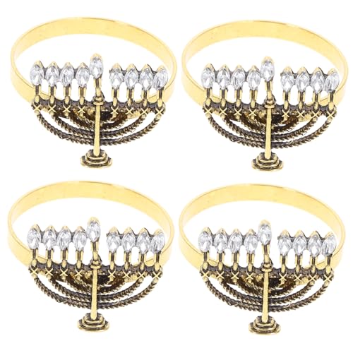 Mobestech 4 Stück Serviettenringe aus Hanukkah Design Napkin Rings Tischdekoration Leicht Tragbar Wiederverwendbar für Feiern Party Bankett von Mobestech