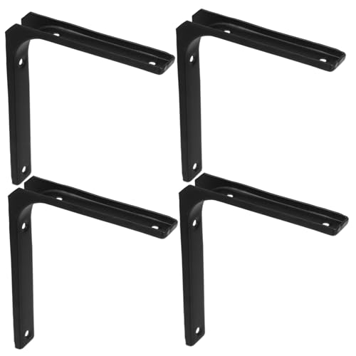 Mobestech 4 Stück Teiliges Edelstahl Regalträger Schwarz Schwerlast Wandhalterungen mit Rechteckigem Winkel für Holzregale Stabile Winkel Regalhalter für Wandmontage Langlebige Fachträger von Mobestech