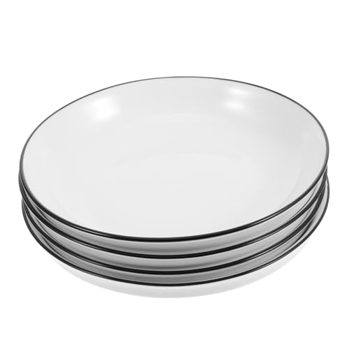 Mobestech 4 Stück Teiliges Keramikteller mit Schwarzem Rand Stilvolle Servierplatte für Desserts Snacks und Design Hitzebeständig und Leicht zu Reinigen für Täglichen Gebrauch von Mobestech