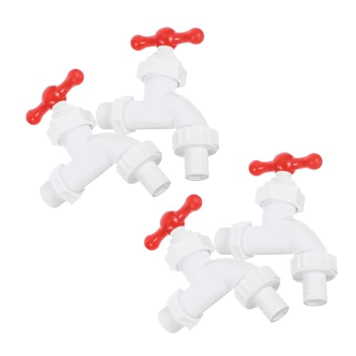 Mobestech 4 Stück Teiliges Kunststoff Wasserhahn für Waschmaschine Kaltwasseranschluss Weißer Küchen und Badezimmerhahn Kompatibel für Haushalte von Mobestech