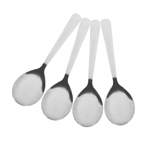 Mobestech 4 Stück Teiliges Suppenlöffel aus Rostfreiem Edelstahl Großer Schwerer Löffel mit Langem Stiel Glatte Polierte Oberfläche Tiefer Löffelkopf für Suppe und Dessert Spülmaschinenfest von Mobestech