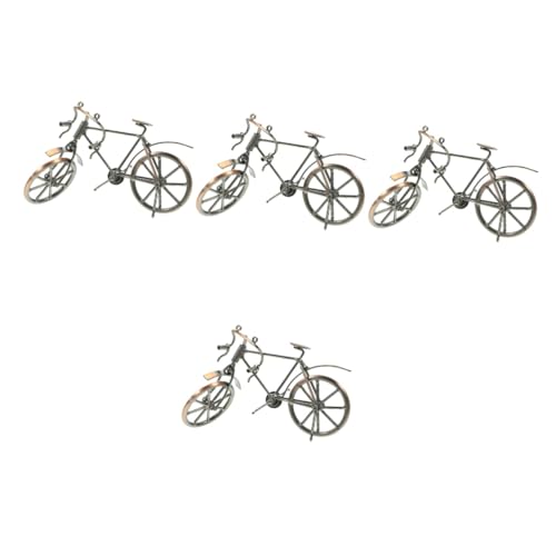 Mobestech 4 Stück Vintage Fahrrad Modell Miniatur Retro Bike Dekoration für Schreibtisch Stilvolle Metallfigur ca Einzigartiger Blickfang für Zuhause und Büro von Mobestech