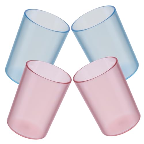 Mobestech 4 Stücke Wiederverwendbare Zahnbürstenbecher aus Kunststoff Zahnbürstenhalter für Badezimmer Runde Mundwasserbecher für Zuhause Großes Fassungsvermögen Leicht zu Reinigen von Mobestech