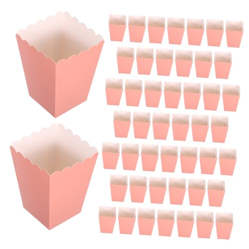 Mobestech 48 Stück Teiliges Faltbare Popcornboxen Quadratisch Rosa Wiederverwendbare Snackbehälter für Filmabende Partys und Kinderfeiern Praktische Tragbare Lebensmittelschalen von Mobestech
