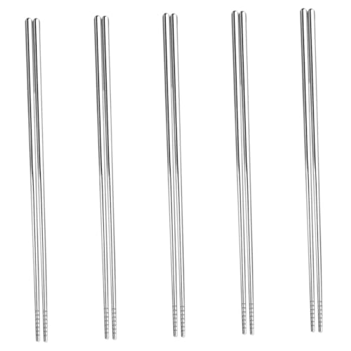 Mobestech 5 Paare Edelstahl Essstäbchen Lang Hitzebeständige Wiederverwendbare Küchenstäbchen für Japanisches Kochen Braten und Nudelgerichte Langlebige Metall Chopsticks für Zuhause und Mobestech 5 Paare Edelstahl Essstäbchen Lang Hitzebeständige Wiederverwendbare Küchenstäbchen für Japanisches Kochen Braten und Nudelgerichte Langlebige Metall Chopsticks für Zuhause und von Mobestech