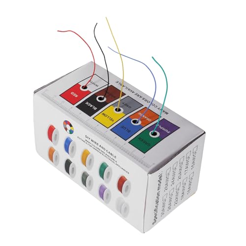 Mobestech 5 Rollen Kupferdraht Flexibel Hitzebeständig bis DIY Elektroanschlusskabel Farben Rot Schwarz Gelb Blau Grün pro für Modellbau und Elektronik von Mobestech