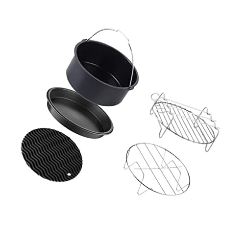 Mobestech 5 Stück Teiliges Luftfritteusen Zubehör Pizza Pan Kuchenkorb Küchen Gadget für Zubereitung von Snacks und Desserts Schwarz von Mobestech