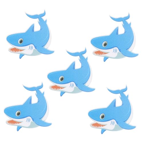 Mobestech 5stücke rutschfeste Badezimmeraufkleber Selbstklebende Badewannenaufkleber Cartoon Meeresorganismen Mattierte Pasters Blauer Hai von Mobestech