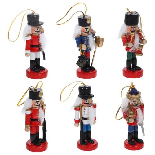 Mobestech 6 Stück Teiliges Holz Hängedekoration Weihnachts Figuren für Weihnachtsbaum Robust und Charmant Weihnachtsornamente zur Verschönerung Ihres von Mobestech