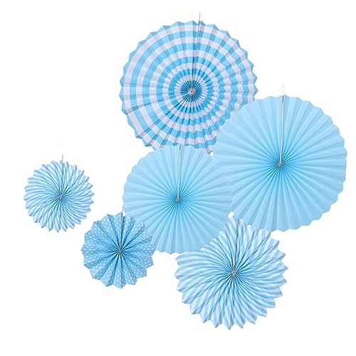 Mobestech 6 Stück Teiliges Papierfächer Blumen Blau Leichte Geburtstagsdeko Wiederverwendbare Partydekoration für Papierfächer für Wand Decke und Tischgestaltung von Mobestech