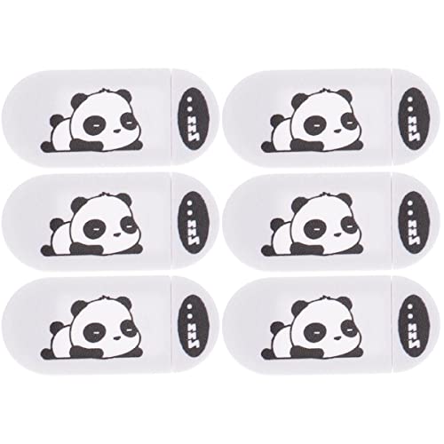 Mobestech 6Pcs Desktop Hacker Kunststoff Cartoon Dünn Kameraabdeckung Anti-Muster Folie Computer Blocker Kreative Folie Maske Panda Ultramobiles Werkzeug Webcam Schutz Patch Objektivschutz von Mobestech