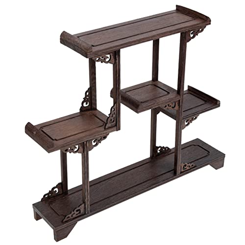 Mobestech Antikes Holzdisplay Regal aus Hartholz Vielseitiges Curio Storage Rack für Wohnkultur Miniatur Schmuckstück Regal für Schreibtisch und Sammlerstücke von Mobestech