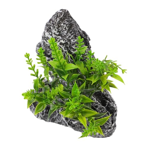 Mobestech Aquarium Landschaftsstein Dekoration Künstlicher Berg mit Versteck für Fische und Garnelen Pflegeleichter Aquarien-dekofelsen mit Kleinen Pflanzen Sicher für Süß Meerwasserbecken von Mobestech