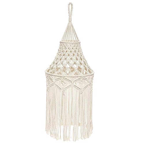 Mobestech Boho Makramee Lampenschirm Handgewebt Hängelampe Deckenleuchte Für Wohnzimmer Schlafzimmer Hotel Natürliche Wärme Schaffung von Mobestech