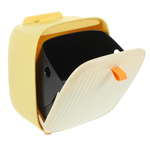 Mobestech Desktop Mini Abfalleimer mit Deckel Praktischer Mülleimer für Schreibtisch Büro und Zuhause Design Gelb für Papier und Abfallentsorgung von Mobestech