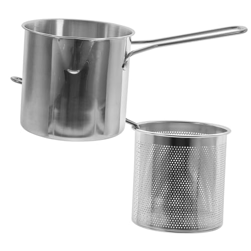 Mobestech Edelstahl Frittierpot mit Frittierkorb Tiefer Kochtopf Hitzebeständig Rostfrei Schnell Erhitzend Spülmaschinenfest für Pommes Garnelen und Vielseitiges Braten von Mobestech