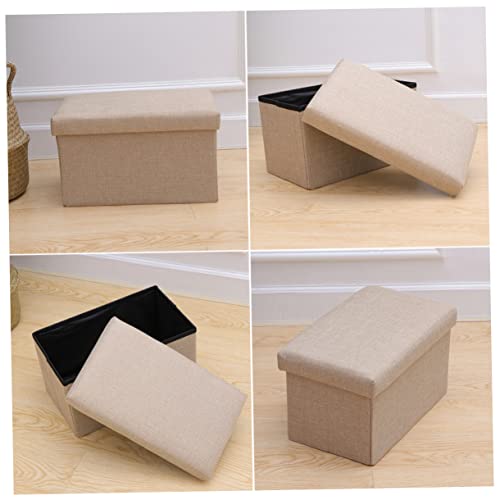 Mobestech Faltbare Aufbewahrungsbox mit Spielzeugtruhe aus Leinen Multifunktionale Ottomane für Schlafzimmer und Wohnzimmer Beige von Mobestech