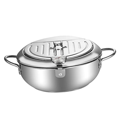 Mobestech Fritteusen Topf mit Temperaturregelung Japanischer Tempura Friteuse für Gas und Elektroherd Vielseitig Einsetzbar mit Fettfilter für Gesundes Frittieren zu Hause Restaurant von Mobestech