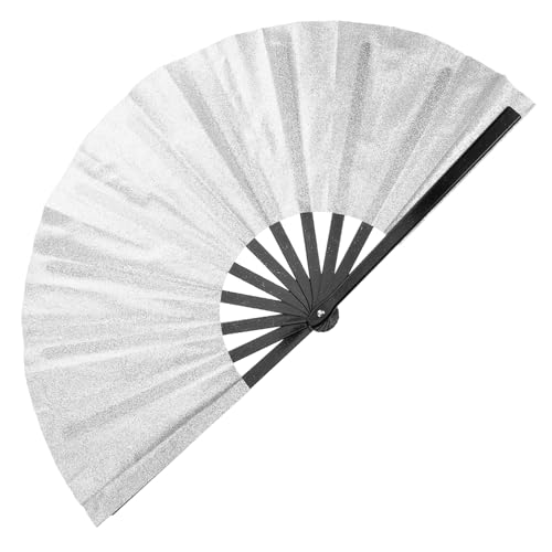 Mobestech Glitzerfan großer faltbarer Handfächer chinesischer Kung-Fu-Fan Kung-Fu-Faltfächer faltbare Handfächer tragbare Ventilatoren tanzende Fans Handheld -Fan Tanzfan Stoff Silber Mobestech Glitzerfan großer faltbarer Handfächer chinesischer Kung-Fu-Fan Kung-Fu-Faltfächer faltbare Handfächer tragbare Ventilatoren tanzende Fans Handheld -Fan Tanzfan Stoff Silber von Mobestech