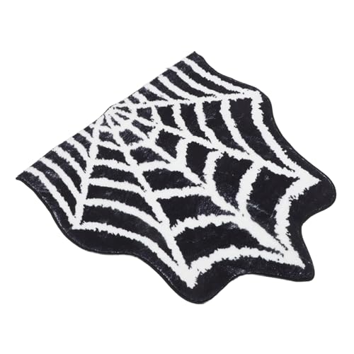 Mobestech Halloween Spiderweb Badvorleger Rutschfester Weicher Saugfähiger Teppich mit Wellenmuster Vielseitig Nutzbar als Badezimmer Eingangsbereichsmatte Dekorativ für von Mobestech