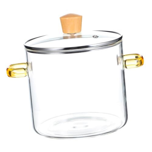 Mobestech Hitzebeständiger Transparenter Glaskochtopf mit Doppelgriff und Klarem Glasdeckel Großer Simmer Topf für Herd zum Kochen und Servieren für Familie und Gäste von Mobestech