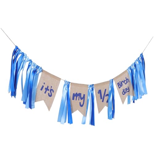 Mobestech Hochstuhl Banner Geburtstag Dekoration Blaue und Rosa Flaggen für Erste Geburtstagsfeier als Hintergrund für Kreative Raumgestaltung von Mobestech