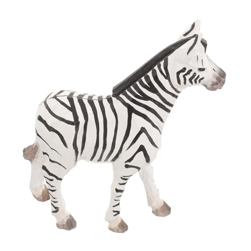 Mobestech Holz Zebra Statue Handgeschnitzt Kleine Tischdekoration Tierfigur Ornament Design Für Wohnzimmer Büro Regal von Mobestech