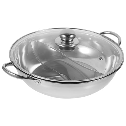 Mobestech Hot Pot mit Trennwand Dicker Zweifacher Geschmackstopf Geeignet für Induktionsherde und Gasherde Deckel für Familienfeiern und Gesellige Anlässe von Mobestech