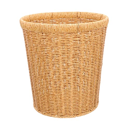 Mobestech Gewebter Aufbewahrungskorb aus Kunststoff Rattan Kleiner Müllkorb für Wohnzimmer Multifunktional mit Elegantem Rattan Design für Zuhause von Mobestech