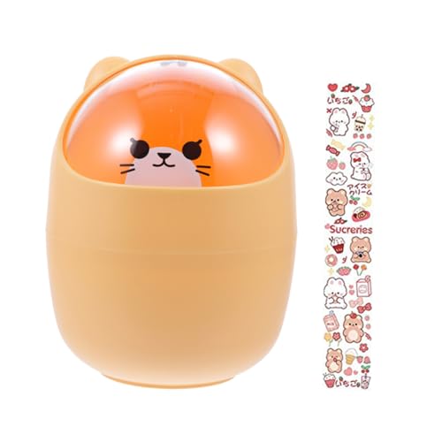 Mobestech Kawaii Desktop Mülleimer mit Deckel Cartoon Abfalleimer für Büro und Zuhause Kompakte Effektive Geruchsreduzierung für Schreibtisch von Mobestech