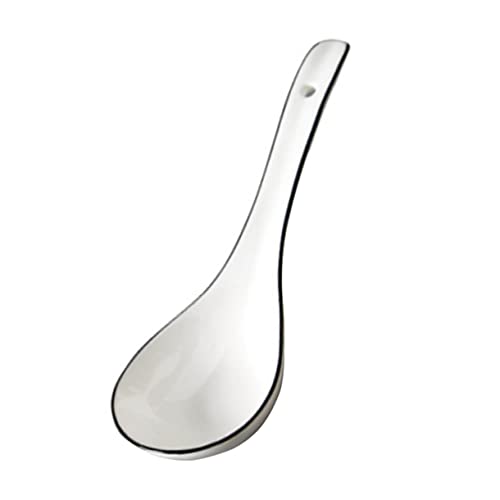 Mobestech Keramik Suppenlöffel Weiß Hitzebeständig Multifunktionaler Haushaltslöffel für Suppe Eis Dessert Design für Zuhause und Restaurantgebrauch von Mobestech