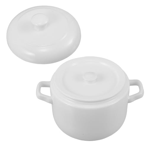 Mobestech Keramiktopf Mit Deckel Und Doppelgriffen Kleiner Weißer Porzellan Kochtopf Für Und Suppen Geeignet Für Kochen Im Wasserbad von Mobestech