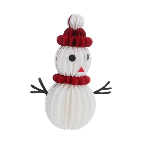 Mobestech Kleine Schneemann Tischdekoration aus Papier Honigwaben-Design Wiederverwendbar Kompakt und Vielseitig für Festliche Weihnachtsfeiern Party Winter-deko Esstisch und Schreibtisch von Mobestech