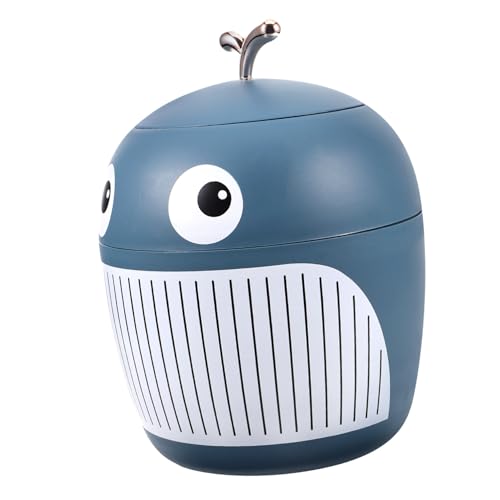 Mobestech Kleiner Tischabfalleimer mit Deckel Kompakter Mülleimer für Schreibtisch Mini Whale Design Platzsparend für Büro Wohnzimmer und Kleine Flächen von Mobestech