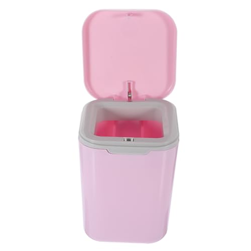 Mobestech Kompakter Tischmülleimer mit Deckel Tragbarer Abfalleimer für Büro Küche Schlafzimmer Süßes Design Verhindert Unangenehme Gerüche für Schreibtisch und Kosmetiktablett Gallonen Rosa von Mobestech