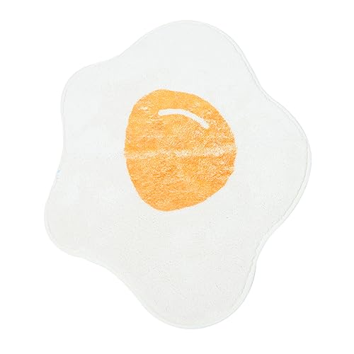 Mobestech Lustiger Cartoon Poached Egg Fußmatte rutschfeste und Saugfähige Teppichmatte für Badezimmer Schlafzimmer und Wohnzimmer Pflegeleicht und Dekorativ mit Niedlichem Design von Mobestech