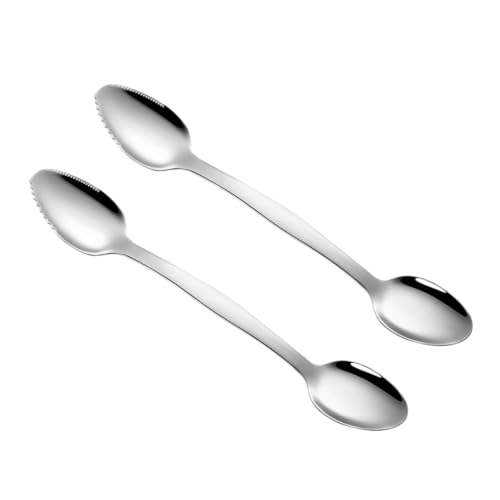 Mobestech Multifunktionaler Teilig Obst und Gemüseschaber mit Beidseitigem Gezacktem Löffel für Babynahrungsschaber Ergonomisch Sicher und Leicht zu Reinigen von Mobestech