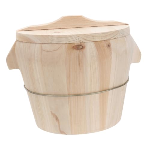 Mobestech Natürliches Handgefertigtes Holz dampf reisfass mit Deckel Schnelleres Garen Dank Innenausschnitt Vielseitig für Haushalt Restaurant und Kantine Praktische Küchenhilfe für von Mobestech