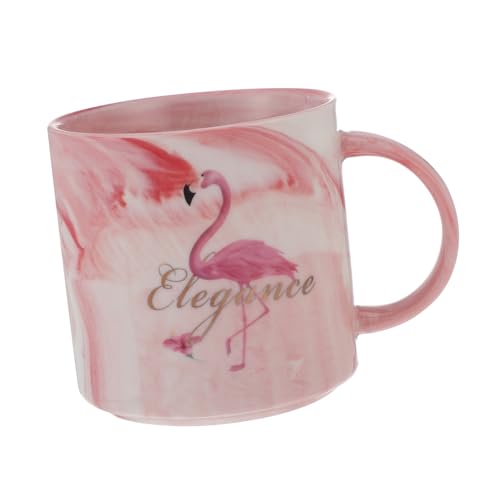 Mobestech Nordische Keramik Kaffeetasse mit Marmor Design und Flamingo Motiv Lebensmittelecht Große Tasse für Komfortabler Griff Glatte Oberfläche Stilvoll für Freunde von Mobestech