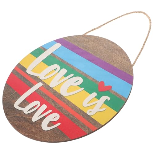Mobestech Pride Month Türschild Bunter Holz Hängeschild für LGBT Dekoration für Haustür Wand Fenster oder Kamin eine Fröhliche für Stolzfeiern von Mobestech