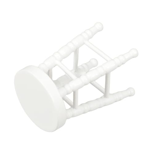 Mobestech Miniatur Holzstuhl Für Maßstab Weißer Runder Hocker Für -Dekoration Miniaturmöbel Als Zubehör Für -szenen von Mobestech