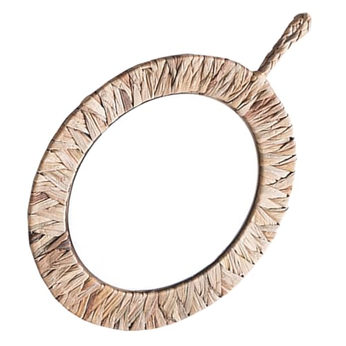 Mobestech Runder Geflochtener Wandspiegel aus Rattan Dekorativer Badspiegel mit Natürlichem Landhausstil Handgefertigter Wohnzimmerspiegel Leicht Aufzuhängen für Wohnzimmer und Badezimmer von Mobestech
