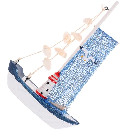 Mobestech Segelmodell Ornament Dekorativ Nautisch Ozeandekor Rustikal Blaues Schiff Klein Boot Einrichtung Im Maritimen Stil Innenausstattung Holz von Mobestech