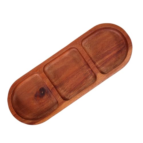 Mobestech Solides Akazienholz Geteiltes Serviertablett Eleganter Dip-schale für Saucen und Snacks Vielseitig Einsetzbar für Frühstück Bbq Hotpot und Geselliges Beisammensein von Mobestech