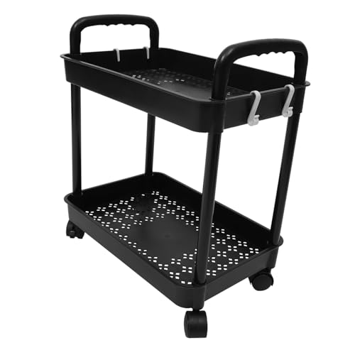 Mobestech Doppelstöckiger Rollwagen Mit Rädern Mobiles Küchen Badezimmer-Organizer-Regal Für Vielseitige Anwendungen Beweglich Großem Stauraum Für Aufbewahrung von Mobestech