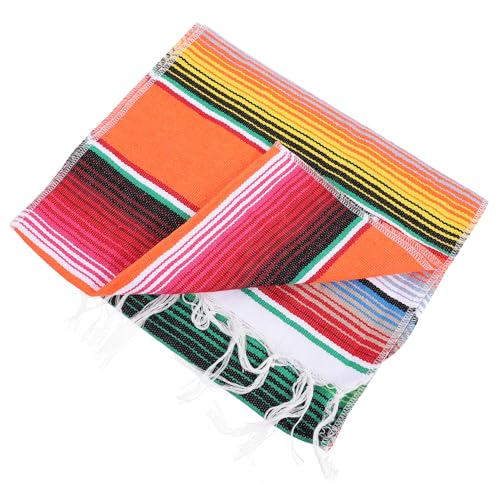 Mobestech Tischflagge Regenbogendecke geflochtener Teppich Regenbogenteppich Decken Stoff ästhetische Teppiche Fiesta-Tischläufer mexikanischer Teppich bestickter Tischläufer von Mobestech