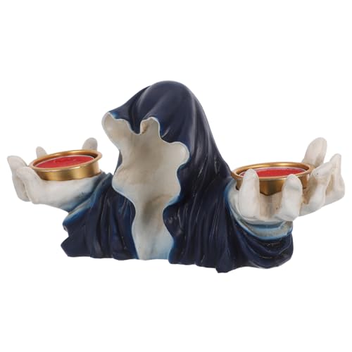 Mobestech Todeskerzenständer Geist Halloween Dekor Weiße Geisterskulptur Gesichtsloses Geisterdekor Geisterdiffusor Skulptur Halloween Desktop Nachtlicht Geisterfiguren Blaues von Mobestech