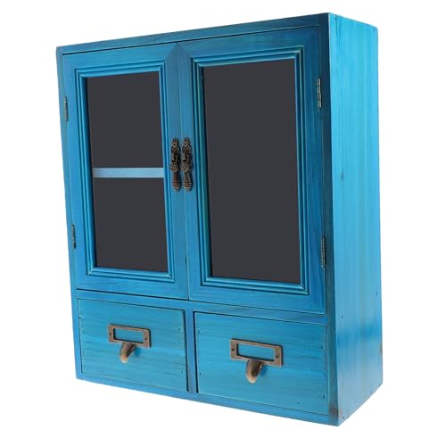Mobestech Vintage Wandregal mit Doppeltüren Rustikaler Holzschrank zur Wandmontage Multifunktionale Aufbewahrung für Schlafzimmer Wohnzimmer und Bad Stilvoller Lagerschrank von Mobestech